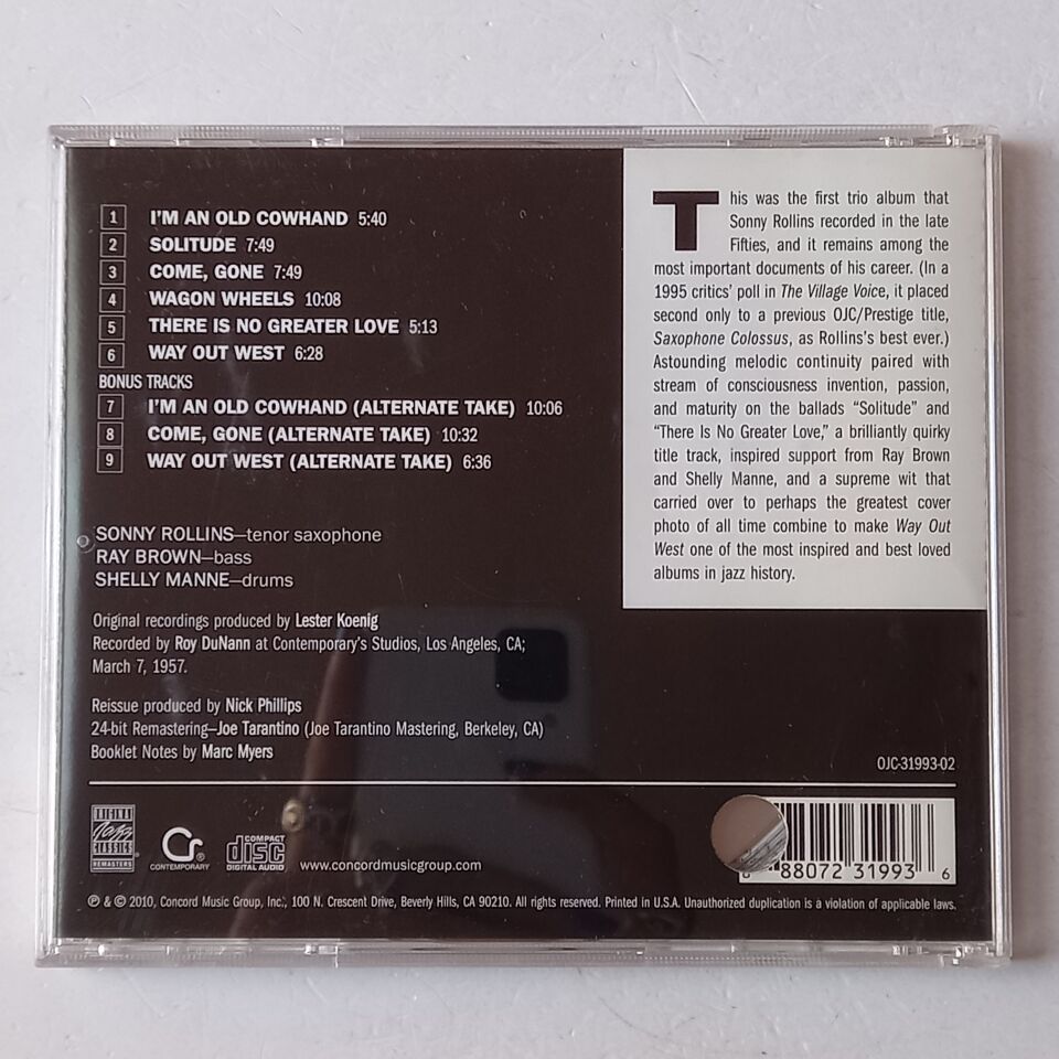SONNY ROLLINS – WAY OUT WEST (1957) - CD REISSUE 2010 2.EL