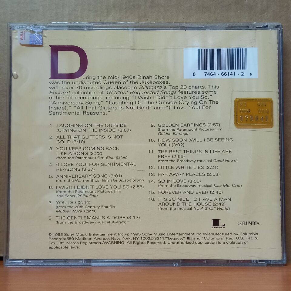 DINAH SHORE – 16 MOST REQUESTED SONGS / ENCORE! (1995) - CD 2.EL