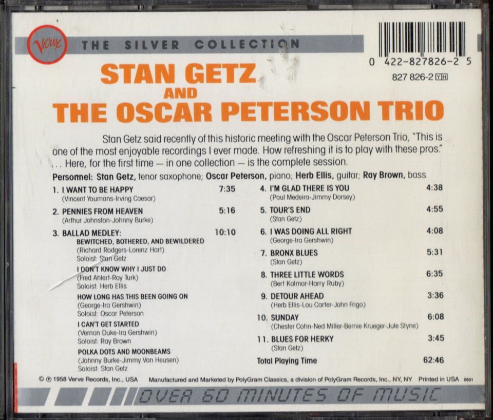 STAN GETZ AND THE OSCAR PETERSON TRIO (1958) - CD 2.EL